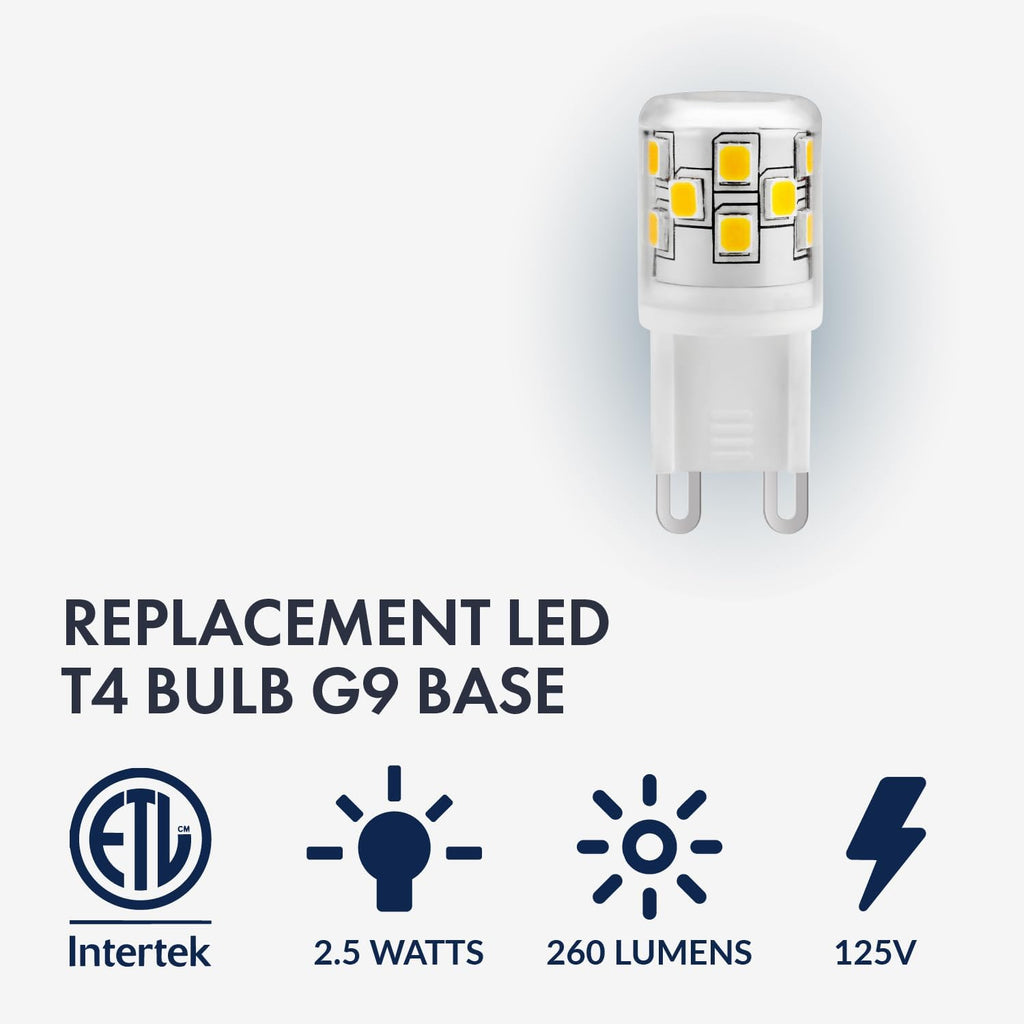 2.5w LED T4 Bulb G9 Base 3000k (4-Pack)