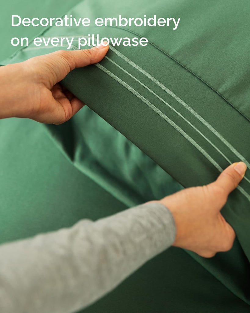 Twin XL Size 3 Piece Sheet Set - Comfy Breathable & Cooling - Emerald Green