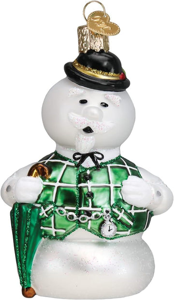 Sam The Snowman Glass Blown Ornament, Handcrafted Holiday Decoration, Rudolph Collection - Set of 14