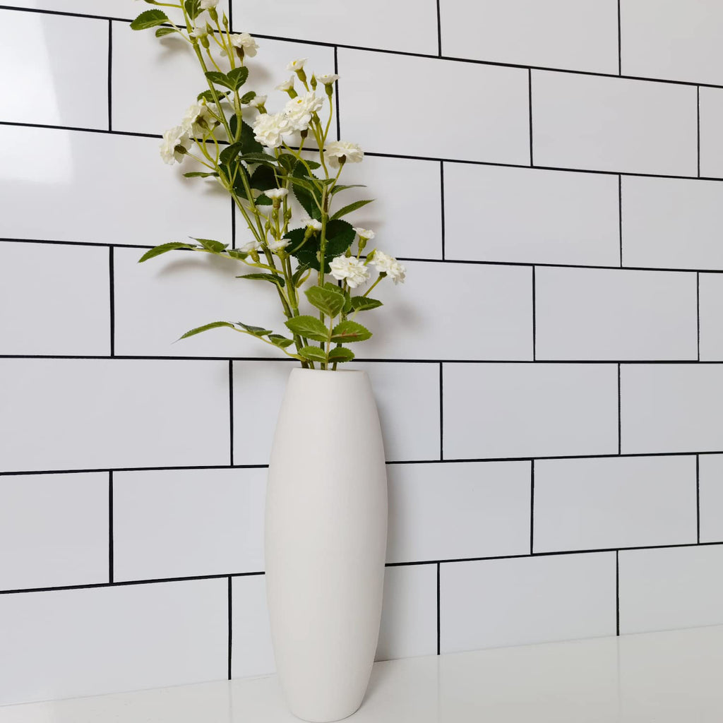 100-Piece Polished White Thick PVC Peel and Stick Backsplash, 3" x 6" Waterproof Subway Tile Peel and Stick Wall Tiles