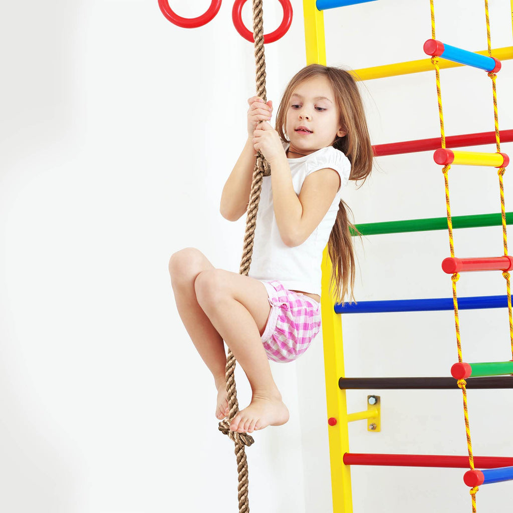 Wooden Round Disc Rope Swing 51"-73" Adjustable Climbing Rope Tree Swing with Hanging Strap Snap Hook and Felt