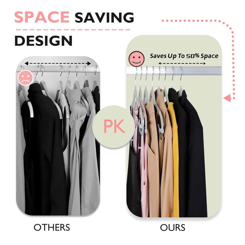 Velvet Pants & Skirt Hangers with Movable Clips 18 Pack Grey