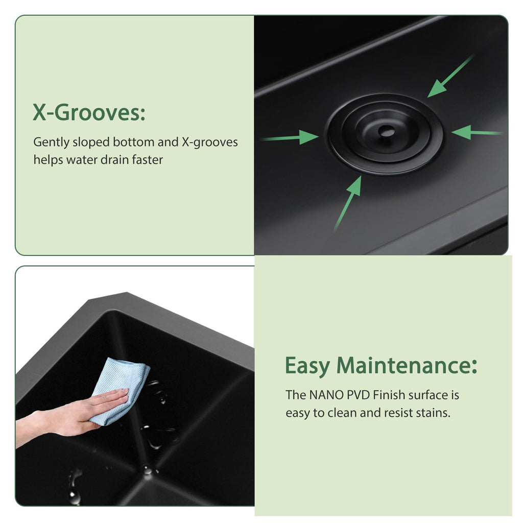 33 Inch Matte Black Undermount Kitchen Sink
