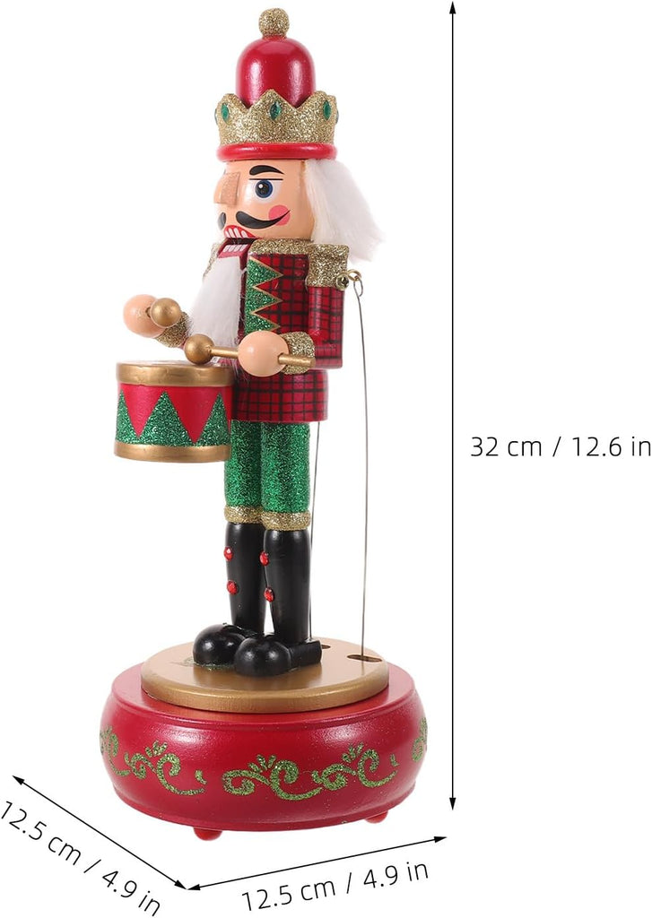 Wooden Nutcracker Figurine Retro Music Box Christmas Decoration