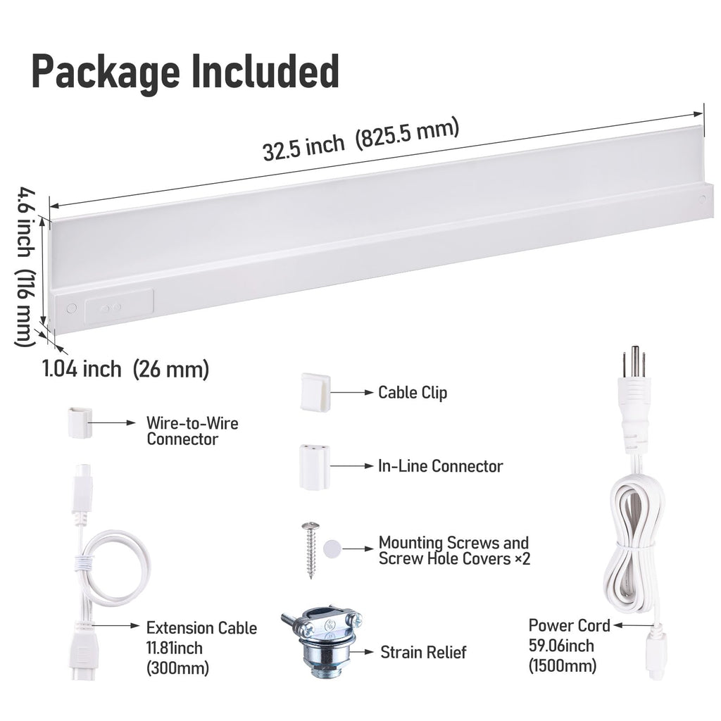 Ultra-Slim LED Under Cabinet Lighting Fits 36" Cabinets