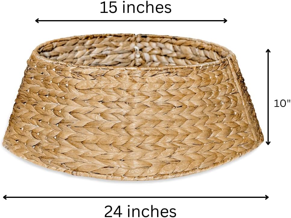 Christmas Tree Collar Woven Seagrass 24" - Rustic Handwoven Holiday Tree Base Cover, Durable & Stylish Alternative to