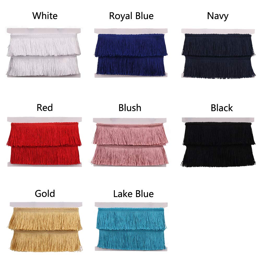 Trim Tassel Lace 2.5Inch Width 5 Yards Long for Clothes Accessories Latin Wedding Dress and DIY Lamp Shade Decoration
