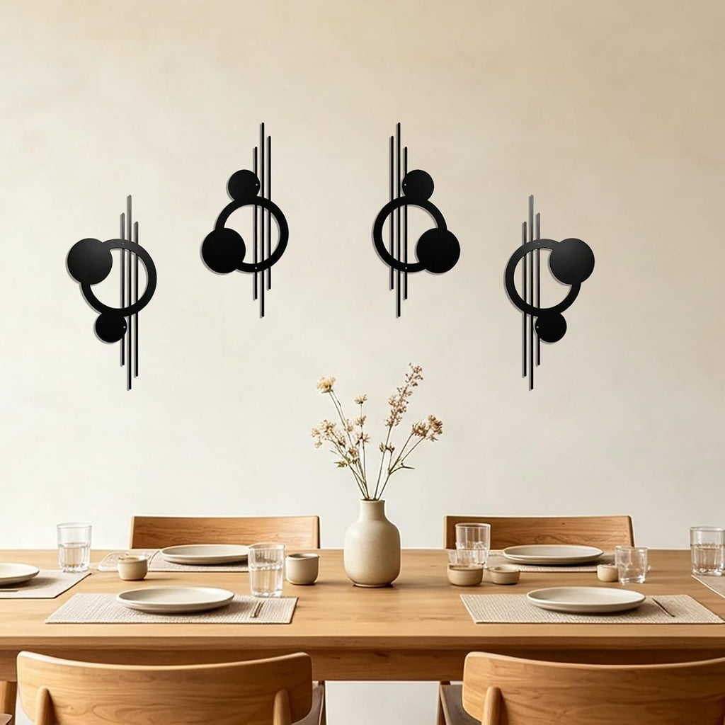 Metal Wall Decor Art,Large Modern Geometrical Sculpture of Bedroom - Set of 2
