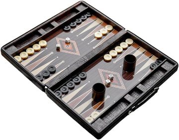 Personalized Leather Backgammon Set - Handmade Wooden Board Game with Carrying Case - Custom, Birthday Gift - Set of 37
