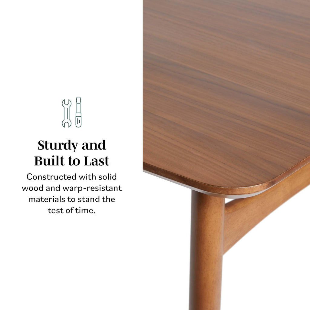 Mid-Century Modern Solid Wood Tapered-Leg Dining Table, 59 Inch, Walnut