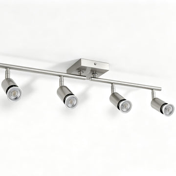 Long Stem Track Lighting, Nickel Hardwired GU10 Ceiling Spotlight, Rotatable Adjustable Long Arm Track Light