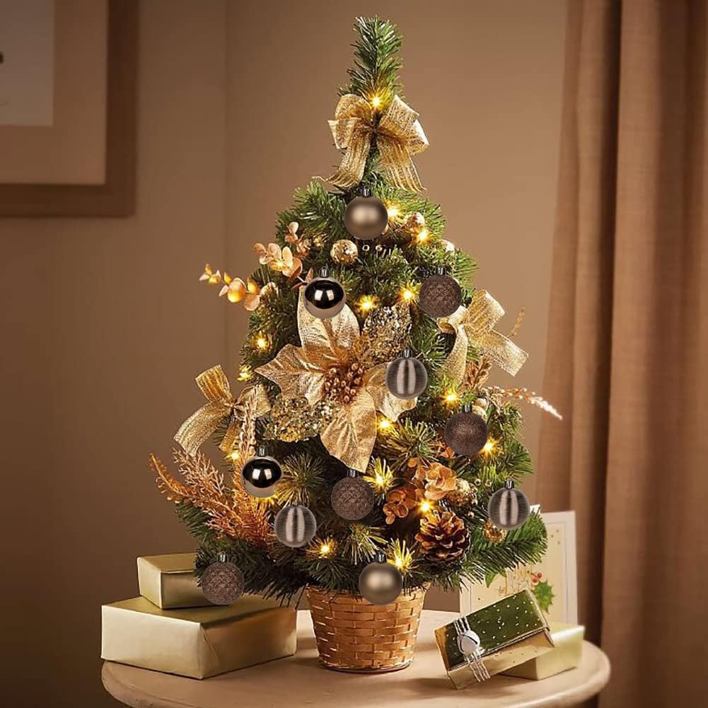 2" Christmas Ball Ornaments Shatterproof Brown Christmas Tree Decorations Xmas Tree Balls Halloween Ornaments - Set of 30