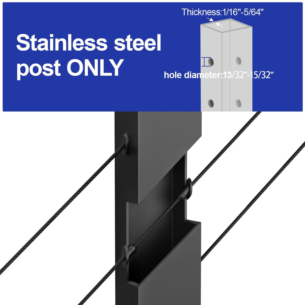 100 Pack 45 Degree Cable Railing Rubber Grommets for 1/8" 5/32" 3/16" Cables for Metal Cable Railing Posts, 30 Degree