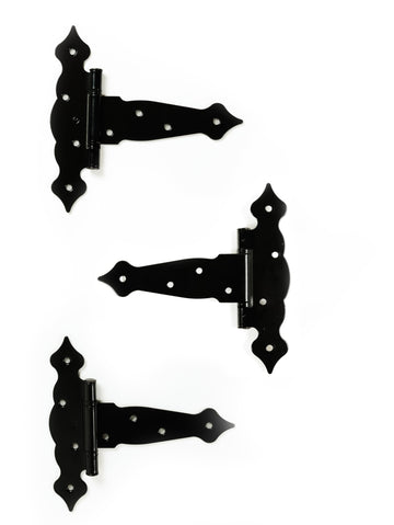 5" Black Decorative T-Hinges, 3-Pack