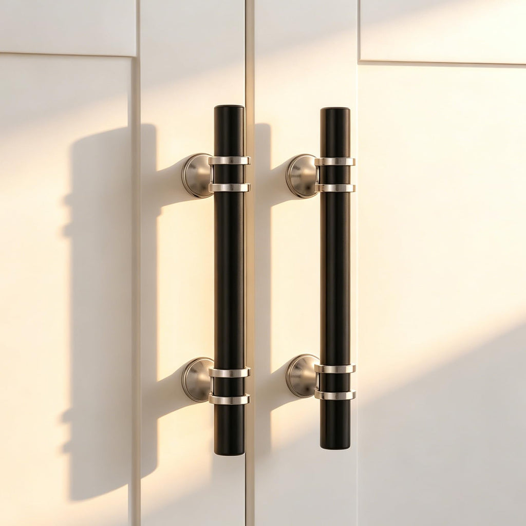 30 Pack 3 Inch Hole Center Black and Silver Cabinet Pulls