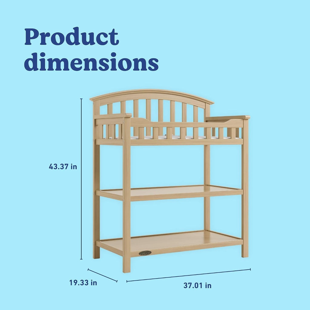 Changing Table with Water-Resistant Changing Pad, Driftwood | GREENGUARD Gold Certified Nursery Changing Table