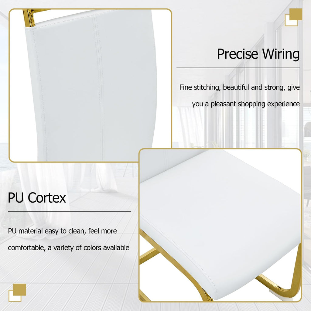 White Dining Table Set for 8, 71'' Kitchen Table and White Leather Dining Chairs Set of 8, 9 Piece Dining Room Table