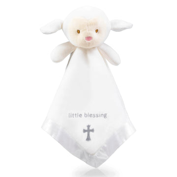 Lamb Lovey, Baptism Gifts for Girl & Boys - Loveys for Babies, Soft Embroidered Baby Blanket with Cross, Baptism