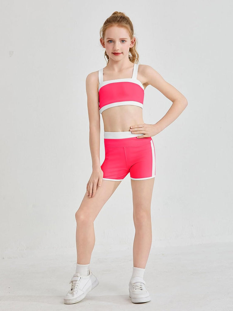 Girls 2 Piece Workout Outfits Athletic Dance Set