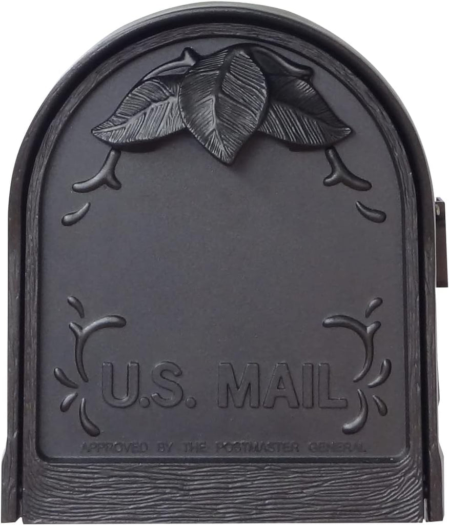 Floral Curbside Mailbox - Black Cast Aluminum Mailbox for Post Mount