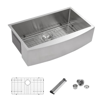 36 Inch Farmhouse Sink - 36''x21'' Apron Front Kitchen Sink 16 Gauge Stainless Steel Single Bowl Handmade Farm Sinks