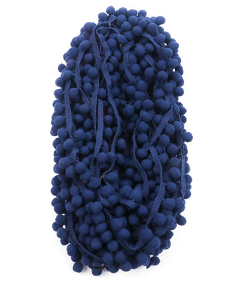 Ball Fringe 1" Wide Pom Pom Trim Ribbon Sewing(Pom Size 15mm, Navy) - 10 Yards