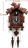 Rylai Cuckoo Clock Vintage Large Wooden Wall Clock Handcrafted 13x9.5 Inch Brown