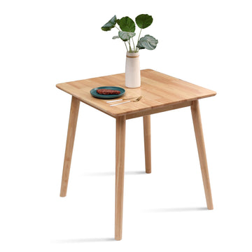27.6" Small Square Dining Table for 2, Space-Saving Natural Kitchen Dinner Table Rustic Wood Mid Century Modern Table