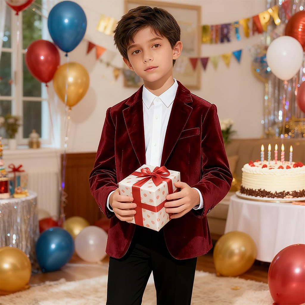 Boys Velvet Blazer Kid Toddler Tuxedo Suit Jacket