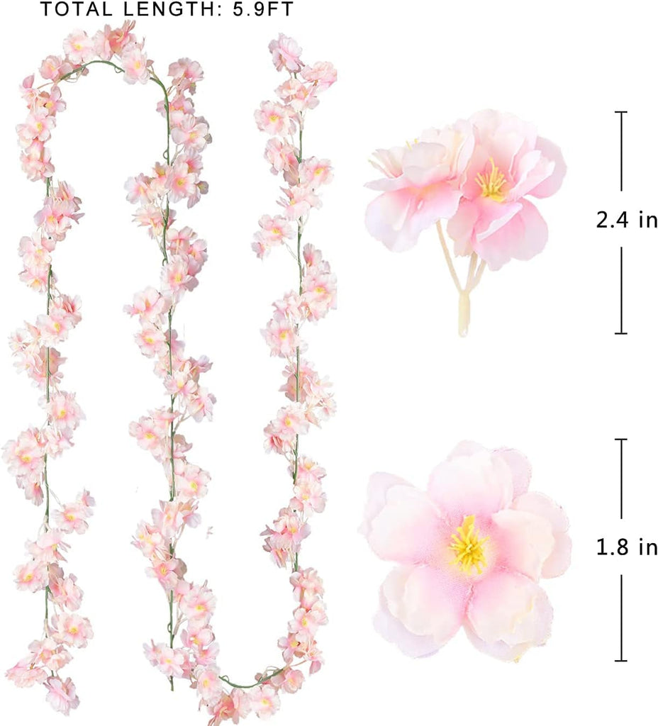 Cherry Blossom Garland Artificial Cherry Flower Vines 10 Pack Hanging Silk Flowers Garland Wedding Garden Party Arch