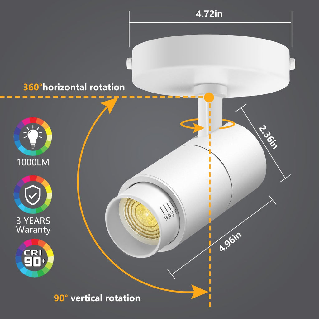 Zoomable Ceiling Spot Lights Indoor, 10W 1000lm White