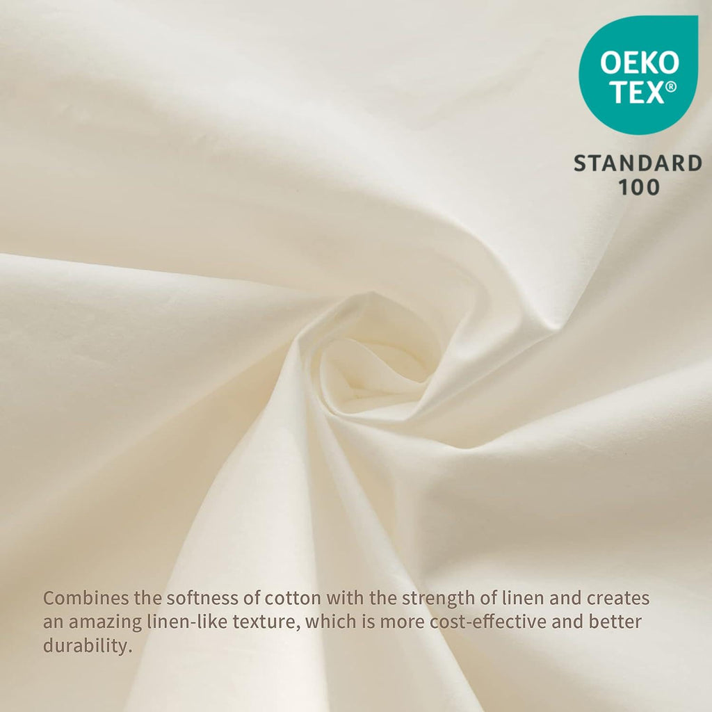 French Linen Bed Skirt with Pleated Frills 18-Inch Tailored Drop Natural Flax Cotton Blend Dust Ruffle Soft Cozy