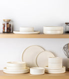 Ceramic Dinnerware Sets for 4, 12 Pieces Porcelain Lightweight Plates and Bowls Sets, Scratch Resistant Dish Set