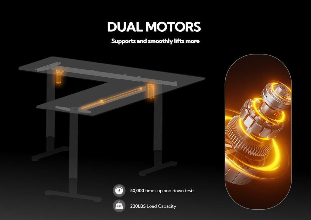63''*55'' L Shaped Standing Desk Adjustable Height, Bamboo