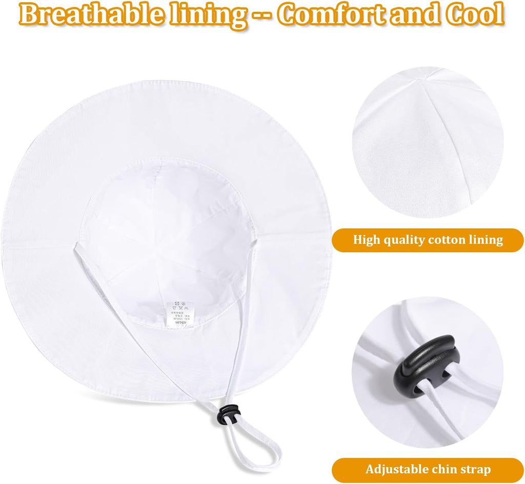Baby Girl Sun Hat with UPF 50+ Outdoor Adjustable Beach Hat with Wide Brim Bucket Hats