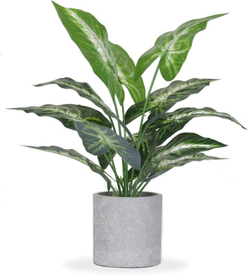 16 Inch Fake Plant, Tropical Potted Plant for Desk & Shelf Decor