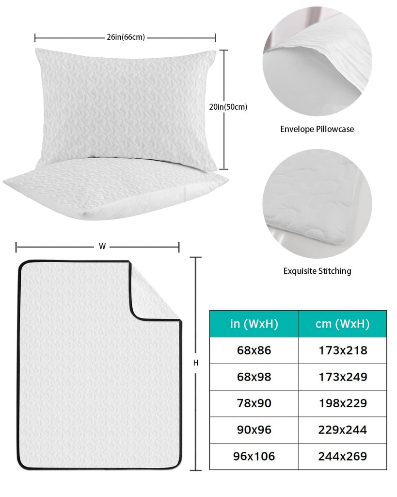 Ticking Stripes Quilt Set 3 Pieces Quilted Bedspread- Soft, Vertical Lines Lightweight Quilt with 2 Pillow