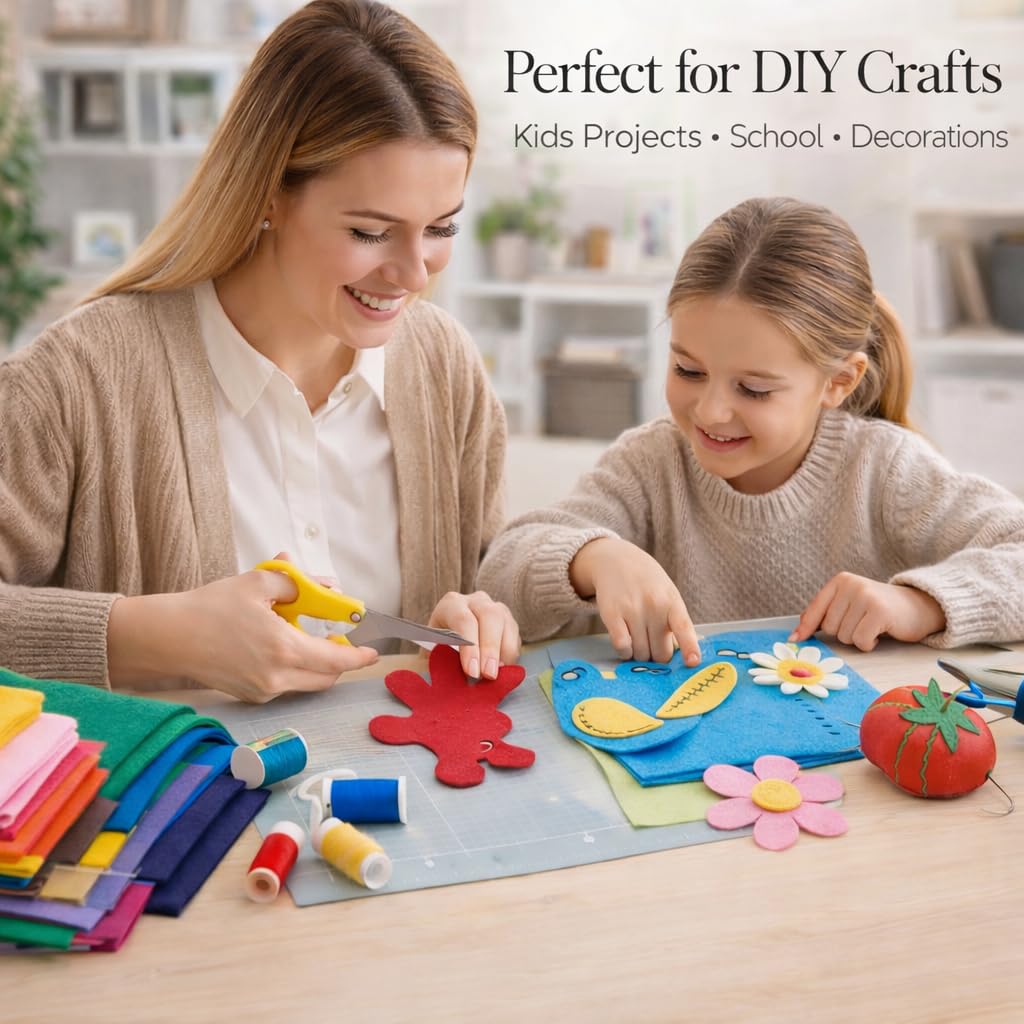 Felt Fabric 72" Wide 1.6mm Thick Acrylic Felt by The Yard - Soft Felt Fabric for DIY Crafts Sewing School Projects