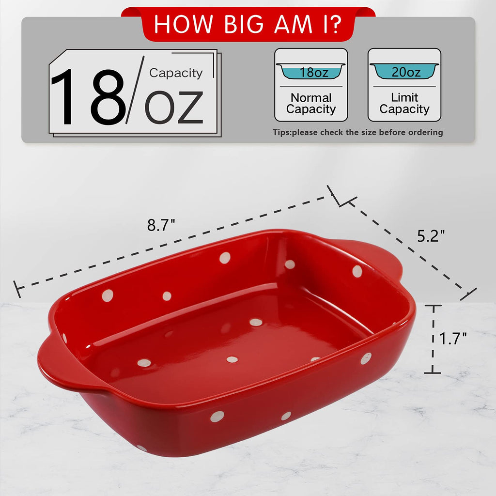 Set of 4 Ceramic Small Casserole Dishes, 7"x5" Porcelain Roasting Lasagna Pan, Individual Casserole Dishes Bakeware