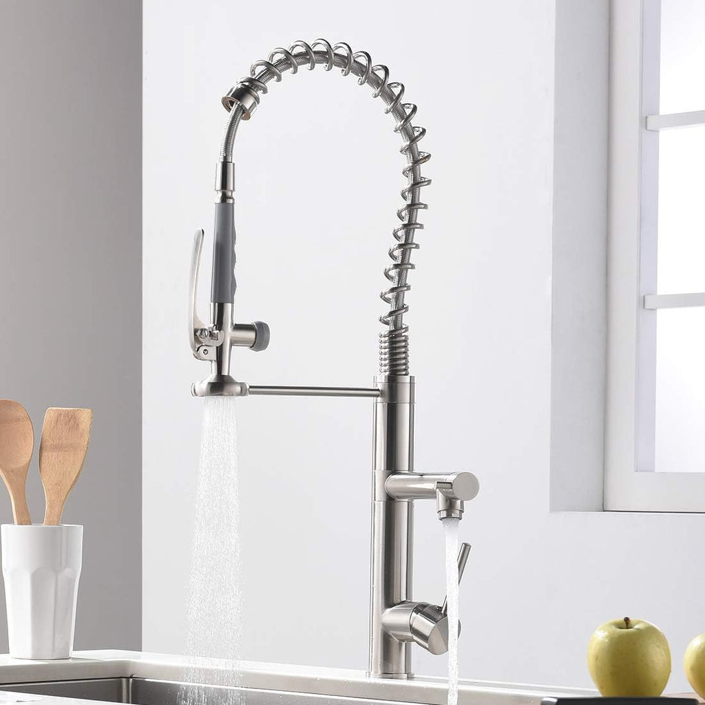 Commercial Kitchen Faucet with Pull Down Sprayer,Single Handle | High Arch Pre-Rinse Spring Kitchen Sink