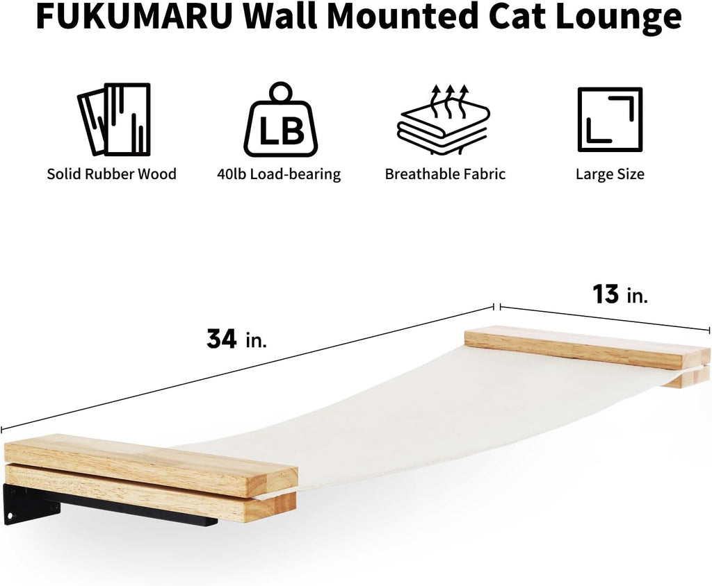 Cat Wall Hammock, 34 x 13 inch Kitten Wall Furniture