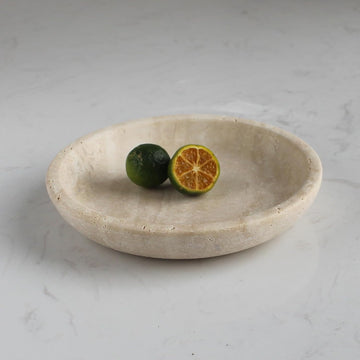 Natural Marble Travertine Ring Dish Jewelry Tray 5.5" for Women, Marble Trinket Dish for Key Earring Nightstand