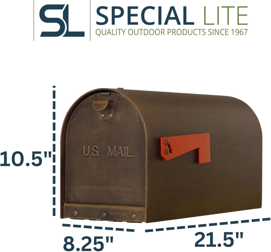 Titan Steel Curbside Mailbox - Copper Steel Mailbox for Post Mount