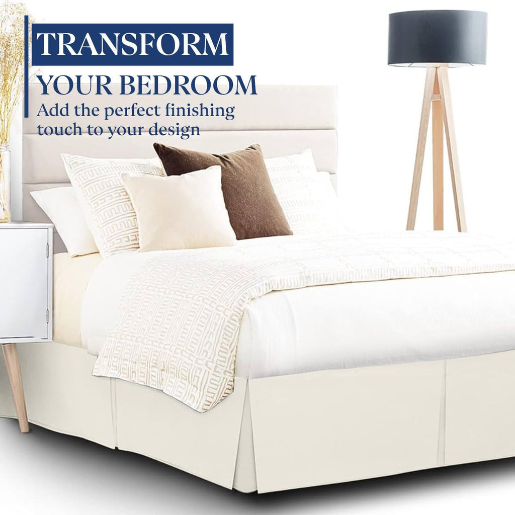 Luxury Pleated Twin Bed Skirt with Split Corners - 12" Drop, Easy Fit, Wrinkle-Free, 500TC 100% Soft Egyptian Cotton