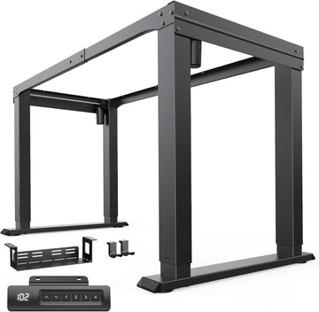 4-Leg Dual Motor Electric Standing Desk Frame, Black Frame Only | Reinforced 4-Leg Stability,Thicker standing Legs