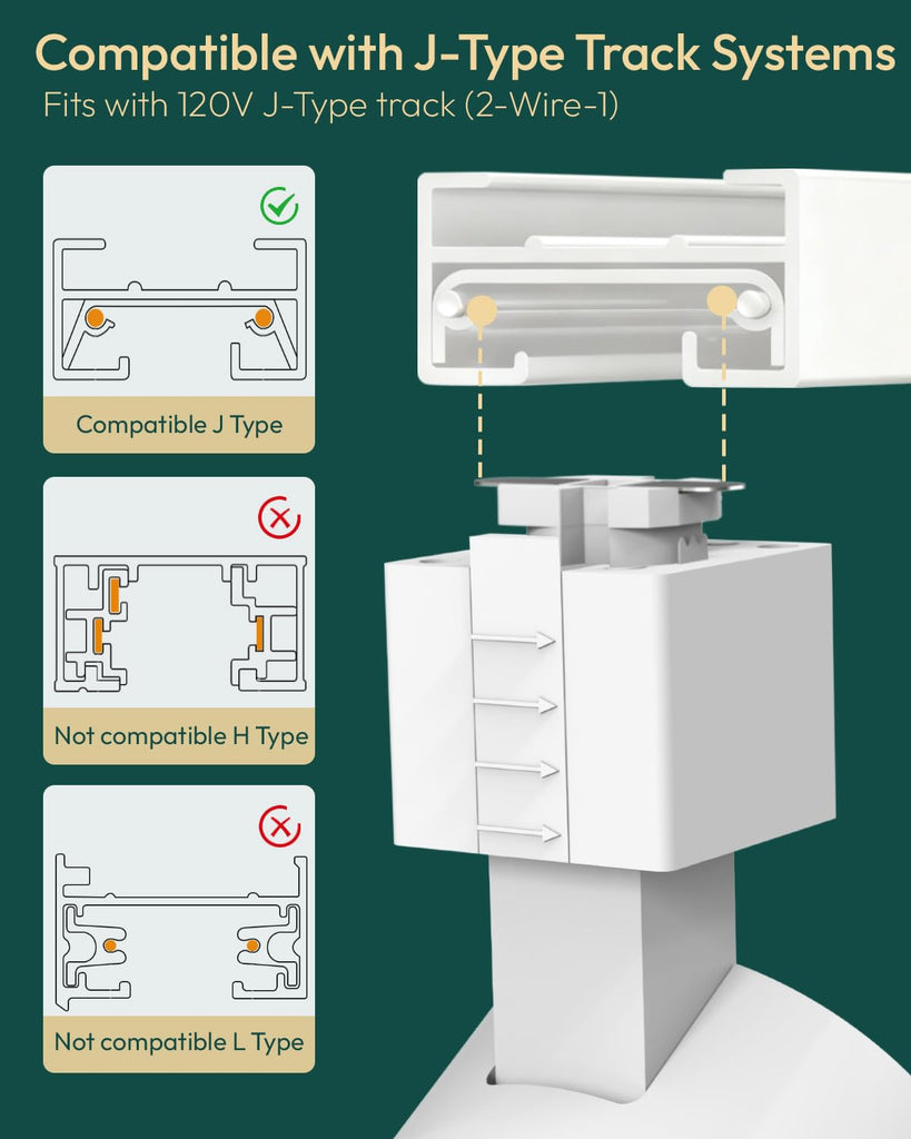 6 Pack LED Track Lighting Heads, Dimmable J Type LED Track Lights with 5 Selectable Color Temperatures