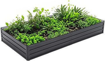 8x4x1 FT Galvanized Raised Garden Bed Kit,Tall Metal Planter Boxes with 8 Reinforcing Rods,Outdoor Patio Box Planter