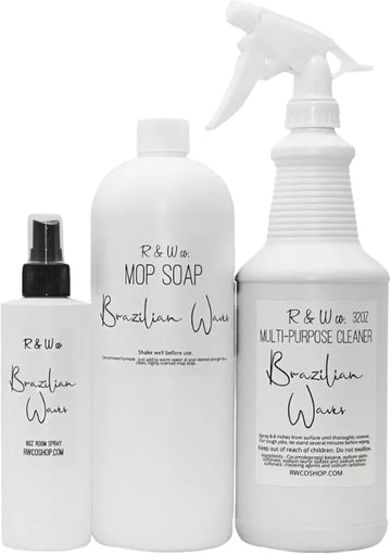Brazilian Waves Luxury Cleaning Day Bundle - Premium 32oz Mop Soap, Deodorizing Room Spray (8oz), and 32oz - Set of 32