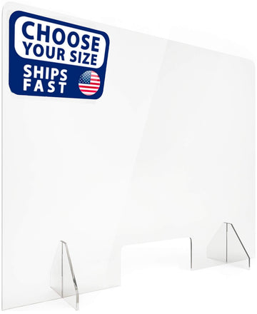 Sneeze Guard | Large, Sturdy 1⁄4" Acrylic Plexiglass Shield | USA-Made, 30 Second Setup | Plexiglass Barrier for