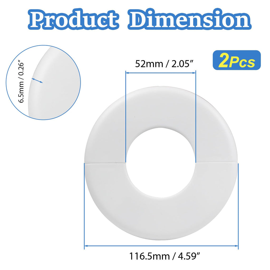 2Pcs Self-Adhesive Split Flange for 2" Pipe, ABS Round Escutcheon Plate